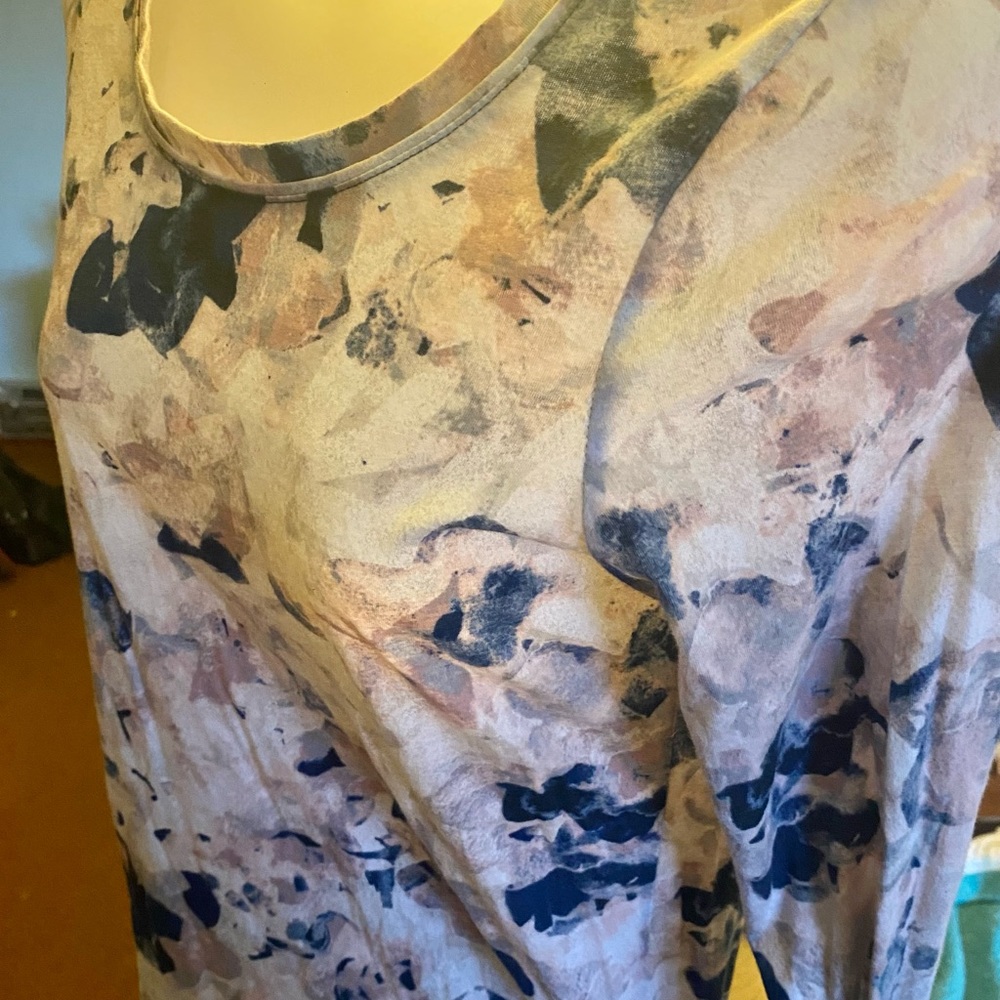 Vera Wang Simply Vera abstract print top -cotton -rose /blue /tan